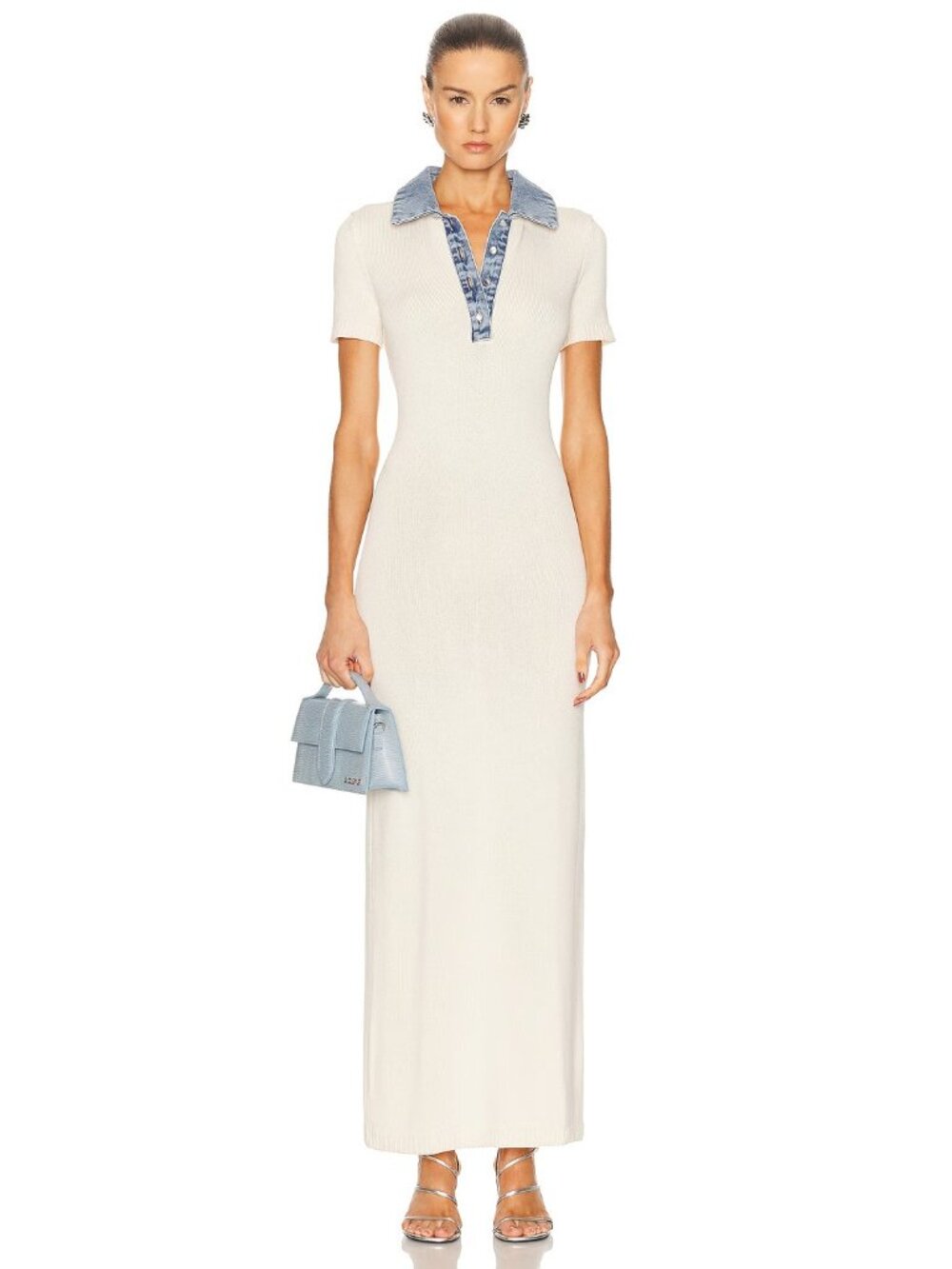 SEROYA Reye Maxi Dress in Eggshell & Coastline